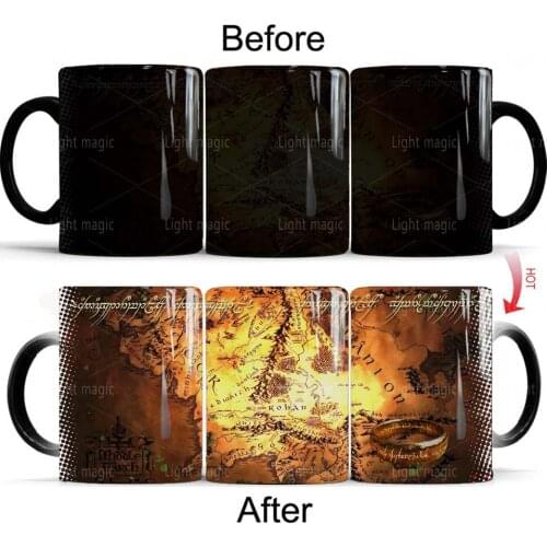 Magic Ring Map Coffee Mug Creative 11oz Ceramic Color Changing Cup Dropshipping Christmas Gift Mug
