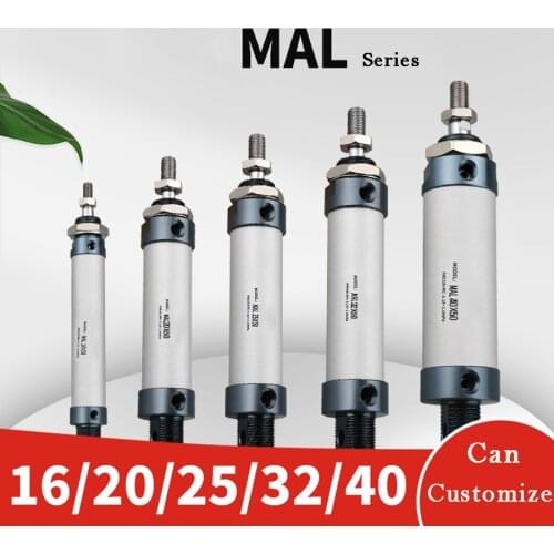 Air Pneumatic Cylinders Compressed Air Cylinder MAL Series Mini Bore 16/20/25/32mm 40mm Stroke 25/50/75/100 200 Single Lever