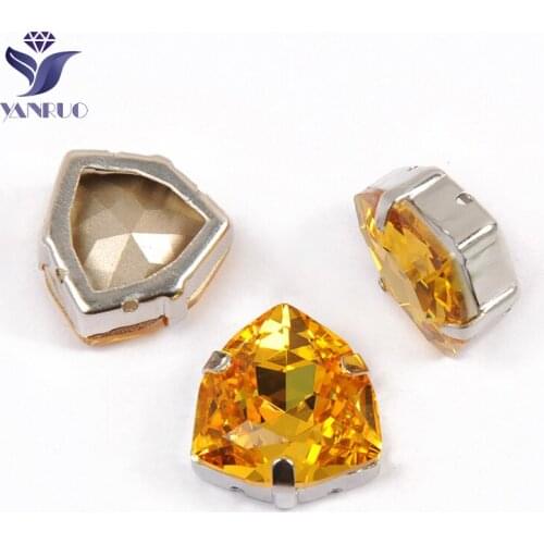 YANRUO 4706 All Sizes Light Topaz Trilliant Glitter Strass Crystal Craft Gems Point Back Sewing Rhinestones For Dress
