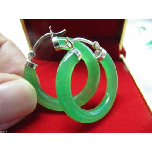 Free shipping Wholesale price 16new ^^^^ Sterling Silver Green Womens Circle Drop Earrings