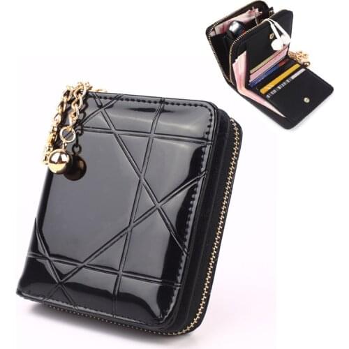 PU Womens Multi-Color Coin Purse Short Small Card Holder Ladies Coin Wallet Patent Leather Embossed Passport Leather Wallet New