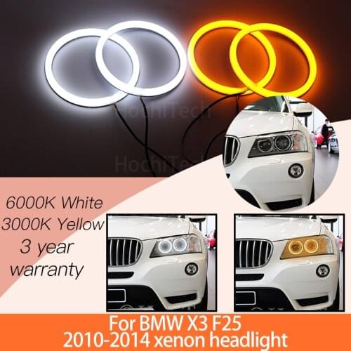 1 Set White+yellow Cotton Light Angel Eyes Halo Ring Kits for BMW X3 F25 2010 2011 2012 2013 2014 Xenon Headlight