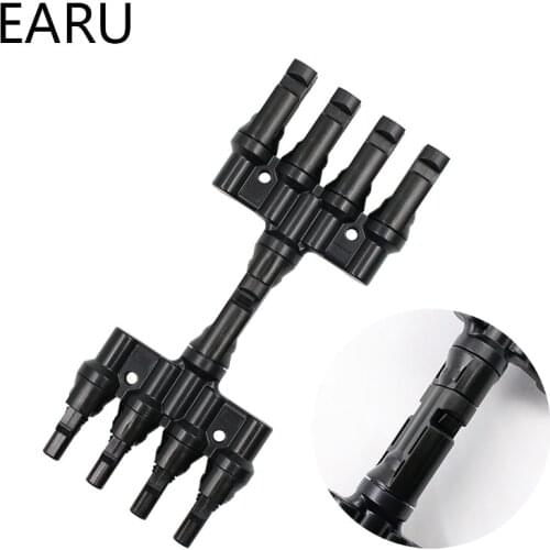 1 pair M/FM Solar Panel 4 to 1 T Branch 30A Solar Panel PV System Waterproof IP67 Connector Coupler Combiner Cable Wire