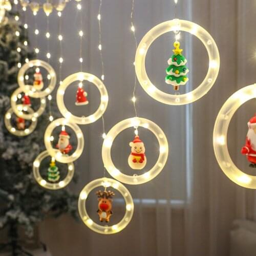 10PCS Christmas Decoration Lantern Pendant Pine Needle Accessories Ring LED Lights String USb Christmas Home Party Decor Lantern