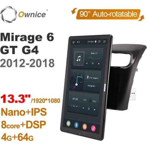 1920*1080 Android 10.0 Ownice 13.3 Inch Rotation Autoradio for Mitsubishi Mirage 6 GT G4 2012 2018 Car Radio Auto Multimedia