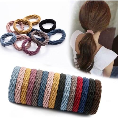 20Pcs/Set Girl Simple Hairband Solid Color Headband Big Elastic Basic Rubber Band Scrunchie Korean Women Fashoin Hair Accessory