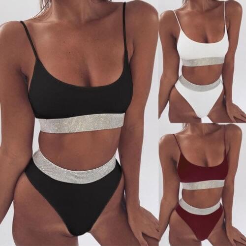 2020 New Women Sequins Bikini Set Push Up Padded Swimwear Swimsuit Bathing Flicker edge Beachwear