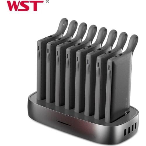 2021 New Arrival Portable Power Bank Sharing Station 10000mAh Built-in Cable Power Bank Charger 8PCS for Restaurant and Cafe