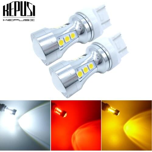2x 7443 7444 T20 W21/5W LED Light For Lada Kalina Granta Vesta DRL LED Bulbs 12V 24V White Red Yellow Super Bright 3030 SMD