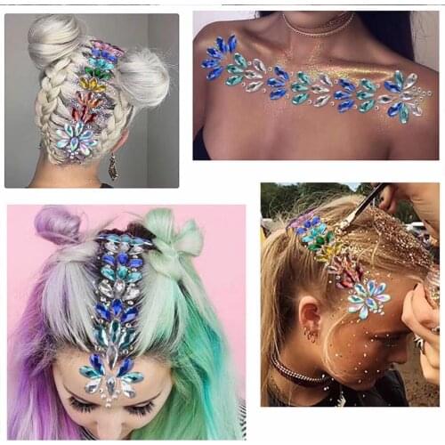 3D Crystal Forehead Sticker Music Festival Hair Glitter Rhinestone Decoration Body Fashion Rhinestone Temporary Tattoo Stickers