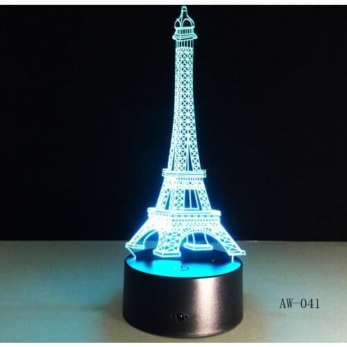 3D Night Light 7 Color Eiffel Tower Desk Lamp Remote Touch USB LED Night Light Home Decor Christmas Gift For Children AW-041