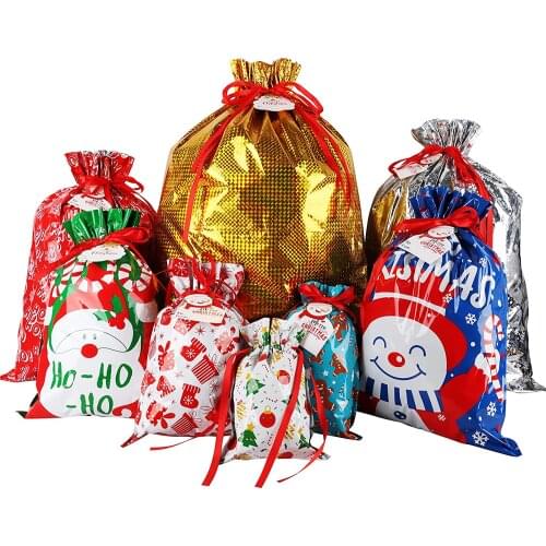 Christmas Gift Bags 40PCS- Giiffu Upgraded Christmas Wrapping Bags with Inserted Drawstring Ribbons and Tags, Holiday Gift Bags
