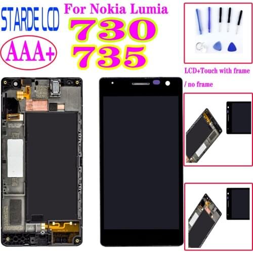 AAA+ For Nokia Lumia 730 735 RM-1038 RM-1039 RM-1040 LCD Display Touch Screen Digitizer Assembly with Frame/ No Frame