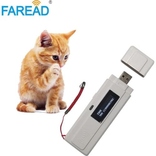 Free Shipping Free sample x2pcs glass tag transponder chip + x1pc RFID 134.2khz Mini USB microchip reader animal vet scanner