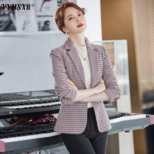 Womens Blazer High-quality Autumn and Winter New Style Plaid Slim Long-sleeved Ladies Office Suit Elegant Professional Wear