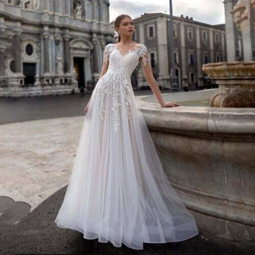 Champagne Multi Color A-line Long Sleeves Wedding Dress Illusion Back Bridal Gown robe de mariee manche longue