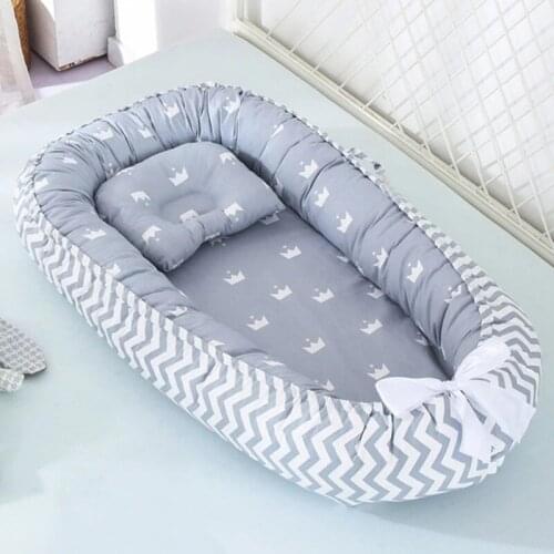 85*50cm Baby Nest Bed with Pillow Portable Crib Travel Bed Infant Toddler Cotton Cradle for Newborn Baby Bed Bassinet Bumper