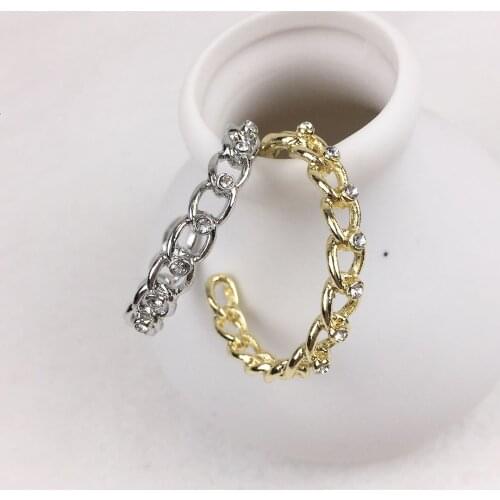Eruifa 6pcs 30mm Chain Earring Stud Hoop Rhinestones Connctor Gold/Silver Plated Zinc Alloy Jewelry DIY Bracelet Earrings