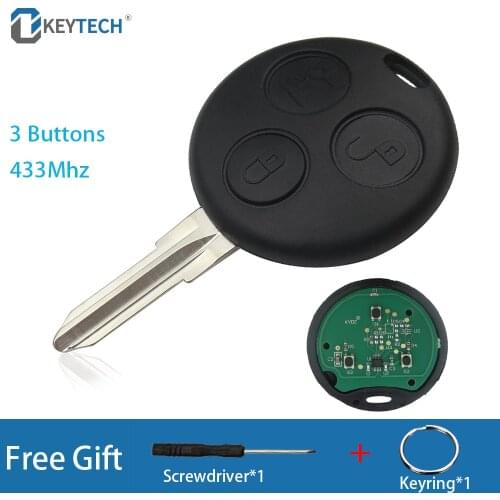 OkeyTech 3 Buttons 433Mhz Remote Car Key For Benz MB Mercedes Smart Fortwo 450 Forfour Roadster City Coupe Uncut Blank Blade