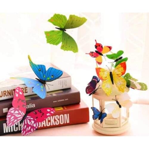 12pcs Various Beautifully Double Layer Wings 3D Butterfly Wall Sticker Magnet PVC Butterflies Party Kids Bedroom Fridge Decor