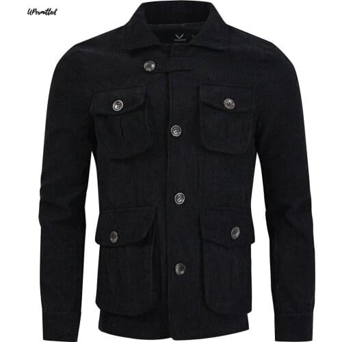 2021 Autumn WInter Mens British Fashion Corduroy Jacket Three-dimensional Pocket Bomber Casual Outwear High Quality Pilot Coat