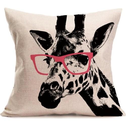 Set of 4 Throw Pillow Covers with Deer Head Pattern Pillow Cases Home Decorative Square 44x44cm Pillowcase XHC88