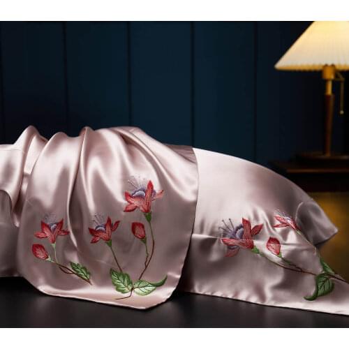 100% pure silk pillowcase natural silk embroidery pillowcase mulberry silk pillowcase free shipping