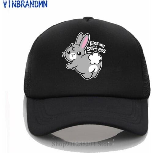2021 New Fashion Designer Kawaii Bunny Kiss My soft Ass Baseball caps Cute Rabbit hats girls boys Cartoon animal print sun hats