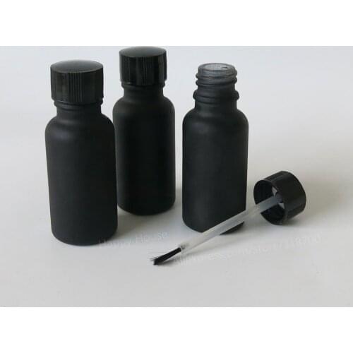 360 x 20ml Empty Nail polish Bottle, 20cc Frosted Black Glass Oil Bottle With Lined Brush Cap, Matte Glass Packaging Container