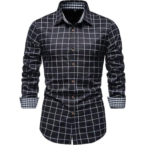 2021 New Cotton Aramy reserved Camisas Men Plaid Shirt Long Sleeve Regular Fit Men Stripe top grade cotton Shirts Men Dress