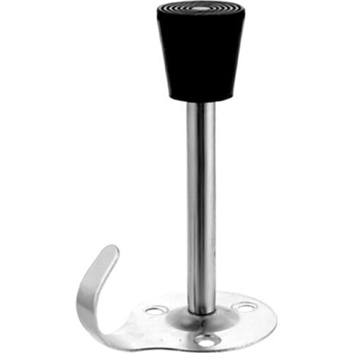 Self-adhesive Door Stops Stainless Steel Door Stopper With Hook, Multi-purpose Wall Mounted Bathroom Doorstop Security Door Card