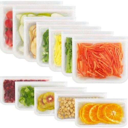 Silicone Food Preservation Bag Food Storage Containers Leakproof Containers Reusable Stand Up Zip Shut Bag Cup Fresh Bag Wrap