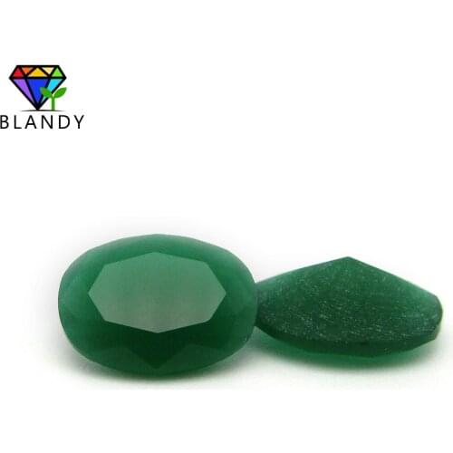 Wholesale Price 3x5~13x18mm Green Oval Cut Glass Gems Malay Jades Color Synthetic Glass Stone Beads For DIY Jewelry