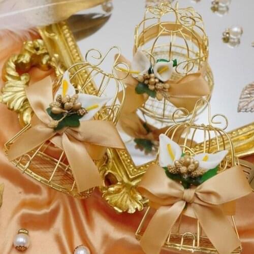 Wedding Candy Box Tinplate birdcage bell gift bag with handles chocolate favor boxes packaging gift box Party Supplies wholesale