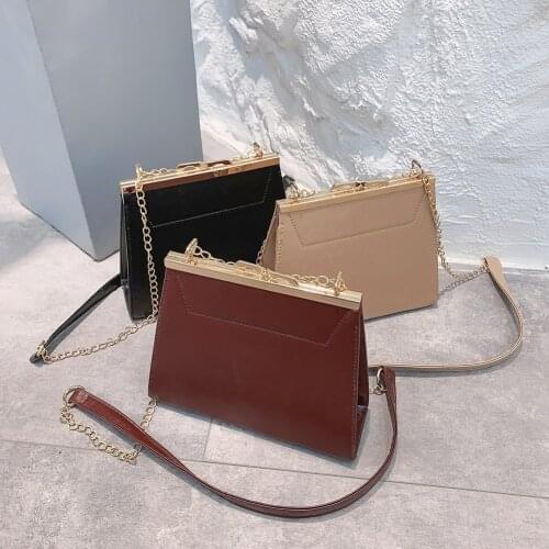 Popular Simple Female Daily Bag Simple Travel PU Crossbody Bag Purse Ladies Portable Solid Chain Shoulder Clutch