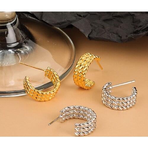 VENTFILLE 925 Sterling Silver French Simple Side Stud Earrings Women Light Luxury Temperament Party Jewelry Gift