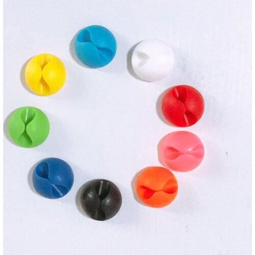 10pcs D28mm Adhesive Double Orifice Cable Wire Organizer Earphone Cable Clip Tidy USB Charger Cord Holder Desktop Fixed Clamp