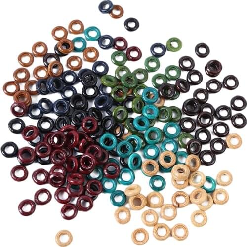 100Pcs Wood Dreadlock Beads Braids Hair Clips Round Cuff Dreads Jewelry