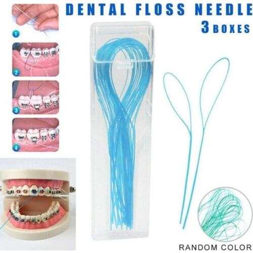 105 Pcs Dental Floss Threaders Simple Loop + Case For Braces Bridges Implants