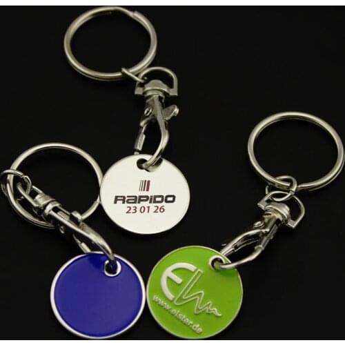 2Pcs Random Style Metal Creative Shopping Trolley Token Keyrings Coin Holder Shopping Carts Token Trendy Keychain Accessories