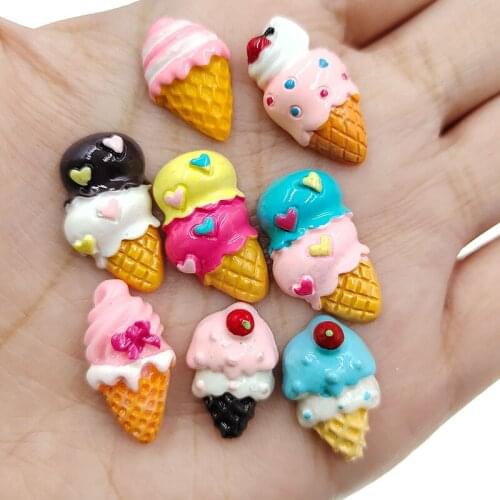 20pcs DIY flat back resin simulation food icecream resin cabochons pendants for kids earring hair clip accessories