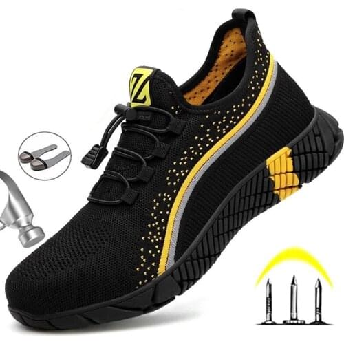 2021Breathable Safety Shoes Men Work Safety Boots Steel Toe Shoes Puncture-proof Mens Boots Work Sneakers Indestructible Shoes