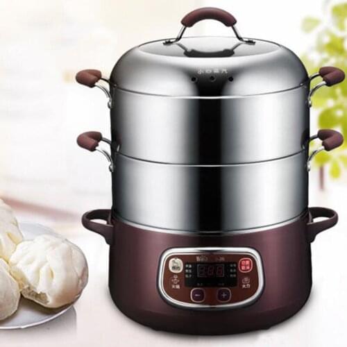 3 Layers Electric Food Steamer Stainless Steel Saucepan Time Scheduling Multi-function Chafing Dish DZG-A80A1