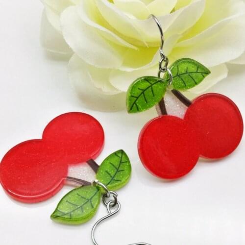 3 pairs of free shipping fashion 30 * 28 mm acrylic cherry fruit earrings jewelry DIY manual earrings