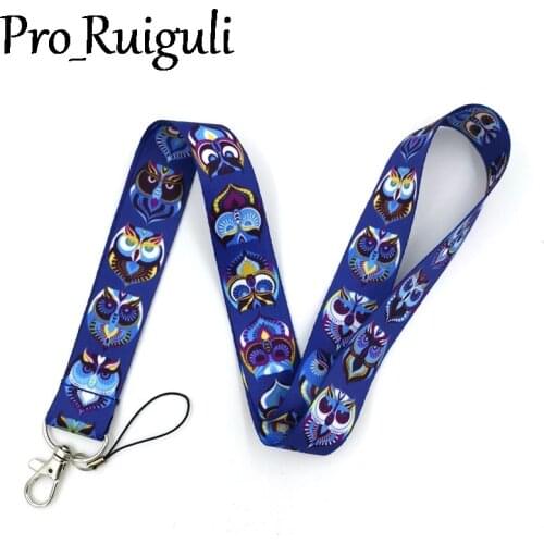 30pcs Owl animal Neck Strap Lanyard keychain Mobile Phone Strap ID Badge Holder Rope Key Chain Keyrings cosplay Accessories Gift