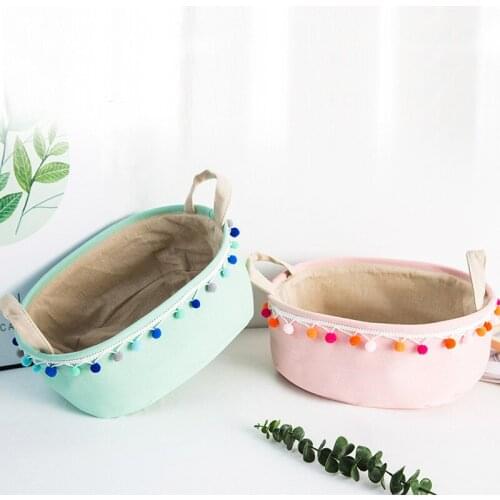 36CM Fringed Oval Thick Double-layer Storage Basket Laundry Basket Folding Dirty Clothes Baskets Desktop Toy Organizer