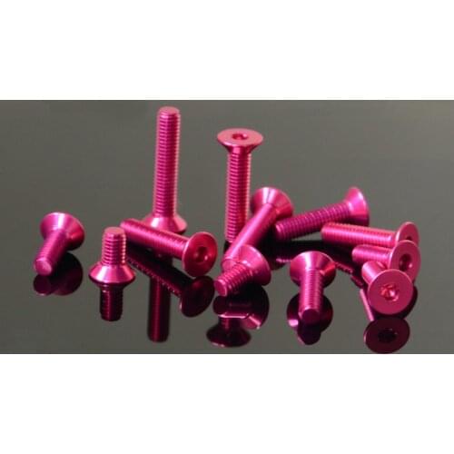 4Pcs M3X6mm-18mm length Aluminum Allen Socket Flat head Rose Red Color screws Hex Countersunk screw Machine bolts