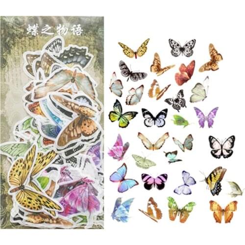 40 pcs /Bag Colorful Butterfly Sticker Washi Stickers DIY Phone Hand Account Decor