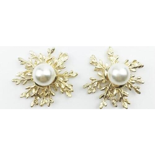 50pcs Jewelry Strass Flower Rhinestone Button Charms Pearl Crystal Flower Wedding Brides Hair Decor Invitation Cloth Accessories