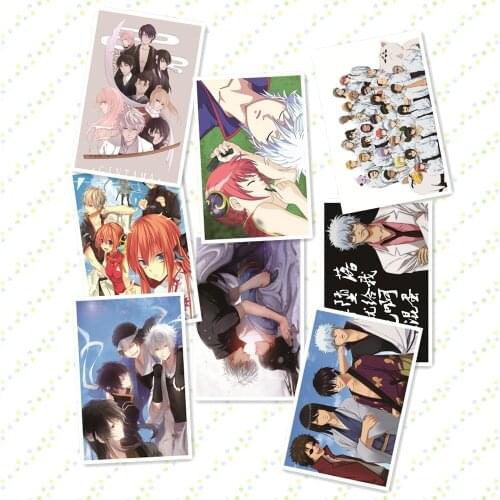 8 pcs/lot Anime Gintama Posters toy 8 different Paintings gintama Wall Picture embossed Poster Toy